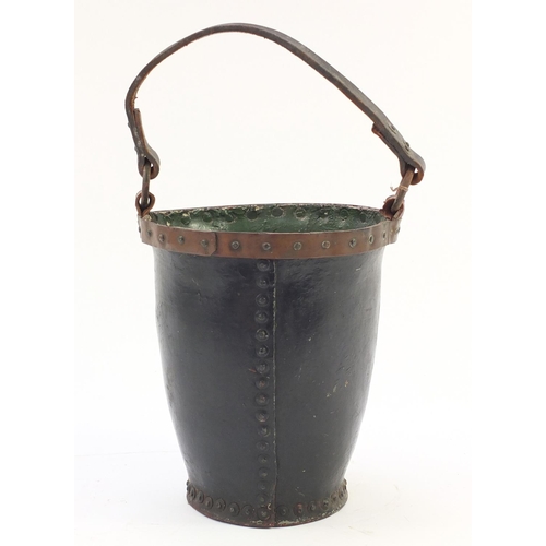 909 - 19th century military interest leather fire bucket hand painted with 56th Group Pioneer Corps regime... 