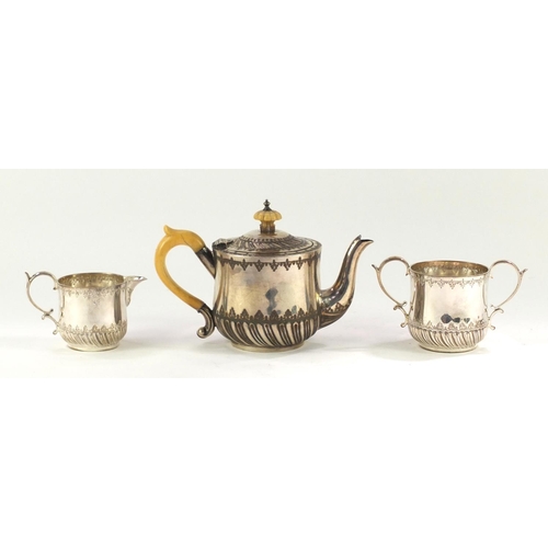 81 - Victorian silver tea for one tea service by Mappin & Webb, the teapot with ivory handle and knopp, S... 