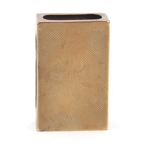 338 - 9ct gold matchbox holder with engine turned decoration by Asprey & Co, Chester 1920, 6cm wide, 31.4g