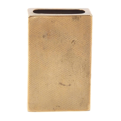 338 - 9ct gold matchbox holder with engine turned decoration by Asprey & Co, Chester 1920, 6cm wide, 31.4g