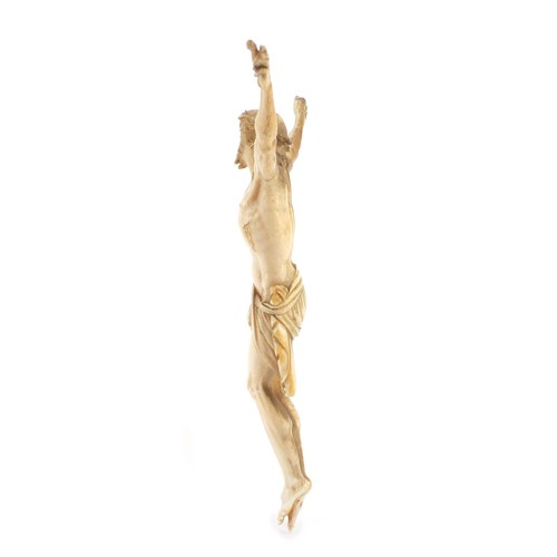 502 - Antique carved ivory Corpus Christi, 21cm high