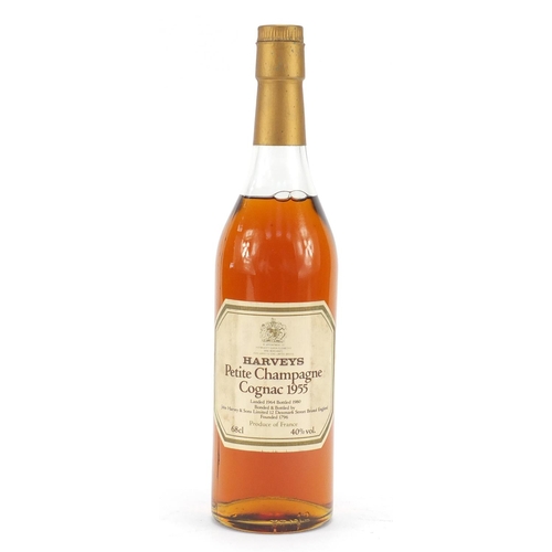 605 - Bottle of 1955 Harveys Petite Champagne Cognac, bottled 1980