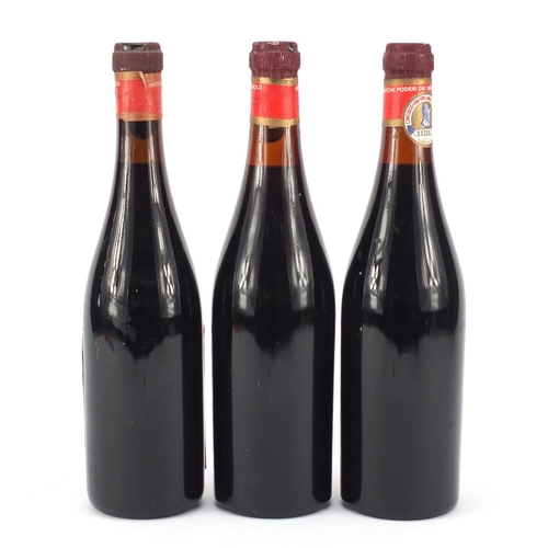 606 - Three bottles of Marchesi di Barolo Barbaresco/Brachetto Piedmonte red wine comprising dates 1957, 1... 