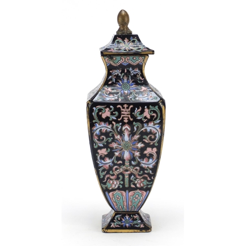 381 - 19th century French aesthetic glass vase and cover attributed to Moser in the Chinese manner, 29cm h... 