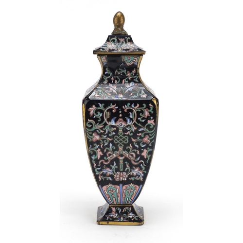 381 - 19th century French aesthetic glass vase and cover attributed to Moser in the Chinese manner, 29cm h... 