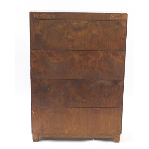 2064 - Globewernicke oak four section glazed bookcase, 114cm H x 85cm W x 28.5cm D