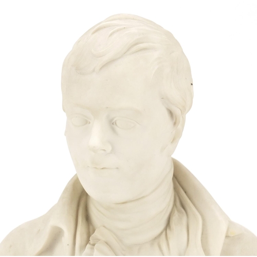 89 - 19th century parian bust of Robbie Burns after Edward William Wyon, 35.5cm high