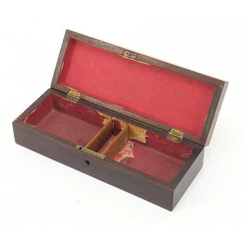 37 - Victorian Tunbridge ware card box with cribbage board hinged lid inlaid with a butterfly, 6cm H x 23... 