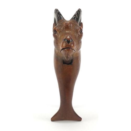 189 - Pair of carved Black Forest nutcrackers in the form of a ram, 20.5cm high