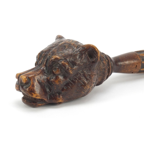 187 - Antique carved Black Forest nutcracker in the form of a bear's head, 20cm in length