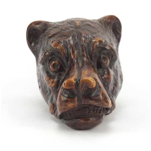 187 - Antique carved Black Forest nutcracker in the form of a bear's head, 20cm in length