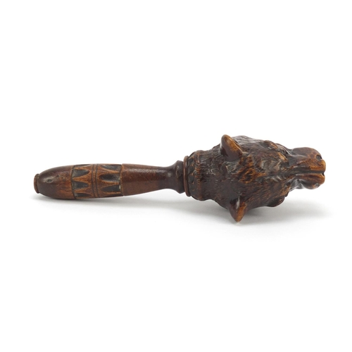 187 - Antique carved Black Forest nutcracker in the form of a bear's head, 20cm in length