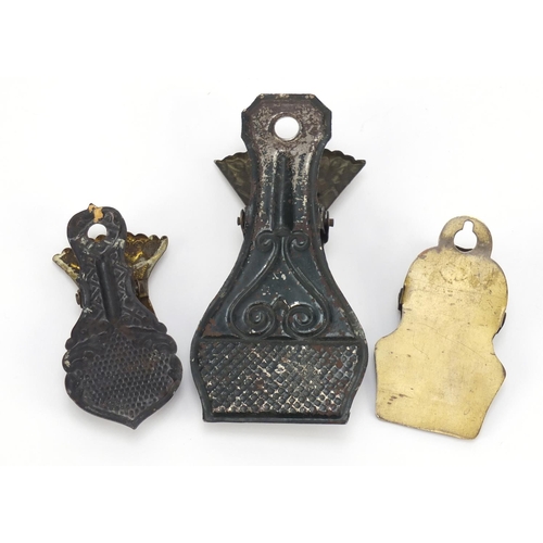 197 - Three 19th century letter clips including two in the form of a hand, the largest 14.5cm in length