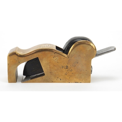 199 - 19th century brass and ebony bull nose plane, 12.5cm in length