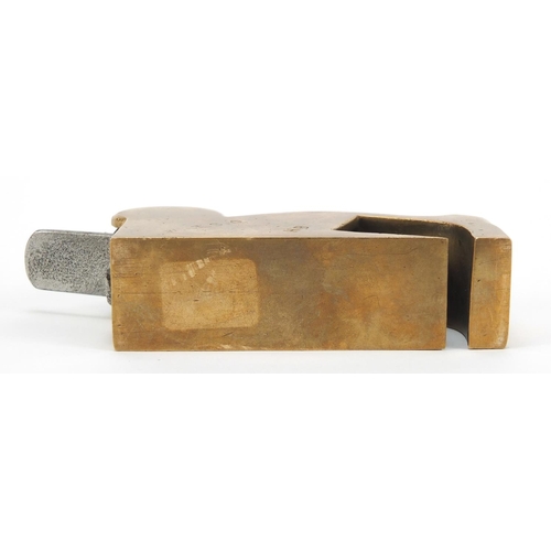 199 - 19th century brass and ebony bull nose plane, 12.5cm in length