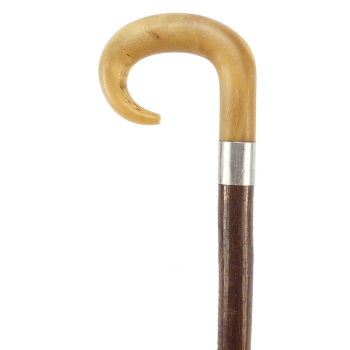 349 - Naturalistic walking stick with rhinoceros horn handle, 94cm in length