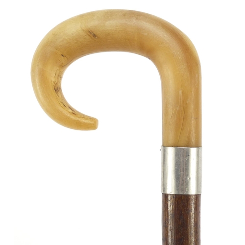 349 - Naturalistic walking stick with rhinoceros horn handle, 94cm in length