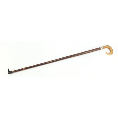 349 - Naturalistic walking stick with rhinoceros horn handle, 94cm in length