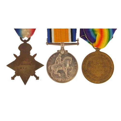 907 - British military World War I trio comprising a pair awarded to MAJOR.P.F.HARRISON and a Star awarded... 