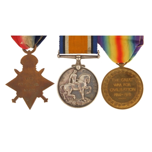 423 - British military World War I trio, the pair awarded to 18405A.CPR.H.YELLAND.R.W.FUS. the Star awarde... 