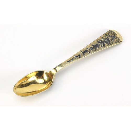 163 - Russian silver gilt and Niello work spoon, 14cm in length, incomplete 1804 hallmarks, 29.8g