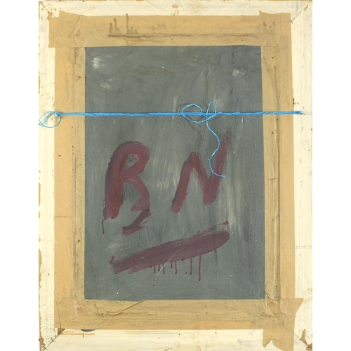 177 - Manner of Ben Nicholson - Abstract composition, oil on board, framed, 68.5cm x 48.5cm