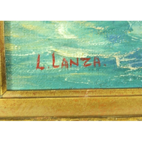 666 - Manner of Luigi Lanza - Venetian Scene, Italian school oil on board, mounted and framed, 73cm x 45cm
