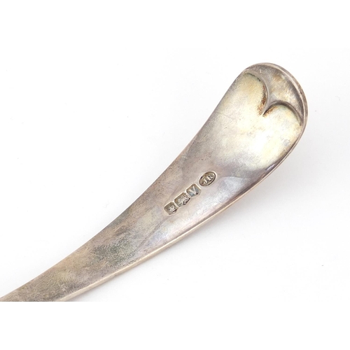 274 - Heavy silver ladle by John Round & Son Ltd, Sheffield 1938, 28cm in length, 254.4g