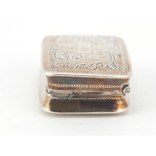 323 - William IV silver vinaigrette with gilt interior by Joseph Willmore, Birmingham 1837, 3.2cm wide, 12... 