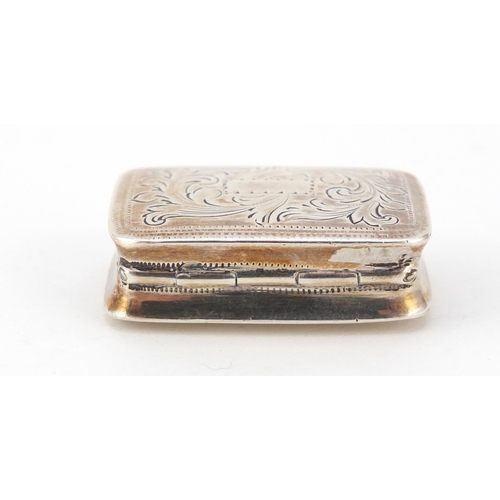 323 - William IV silver vinaigrette with gilt interior by Joseph Willmore, Birmingham 1837, 3.2cm wide, 12... 