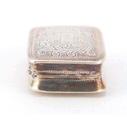 323 - William IV silver vinaigrette with gilt interior by Joseph Willmore, Birmingham 1837, 3.2cm wide, 12... 