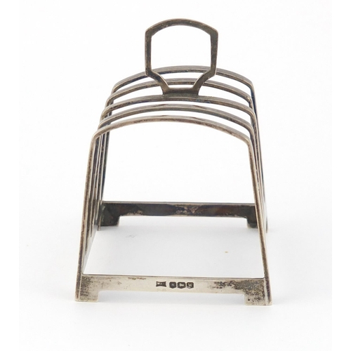 509 - George VI silver four slice toast rack by Walker & Hall, Sheffield 1939, 7.5cm wide, 74.2g