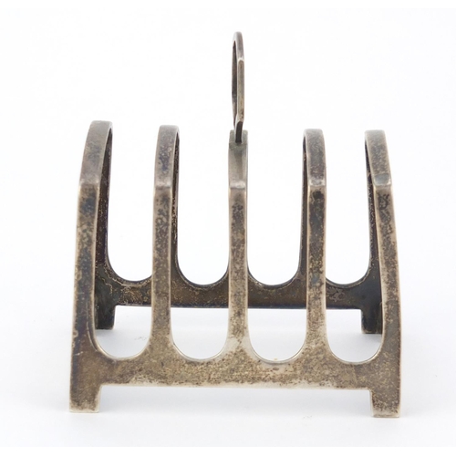 509 - George VI silver four slice toast rack by Walker & Hall, Sheffield 1939, 7.5cm wide, 74.2g