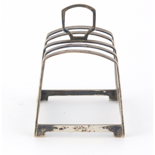 509 - George VI silver four slice toast rack by Walker & Hall, Sheffield 1939, 7.5cm wide, 74.2g