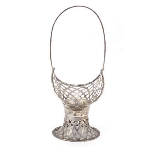 23 - Edward VII pierced silver basket by William Hutton & Sons Ltd, Sheffield 1907, 24cm high, 240.4g
