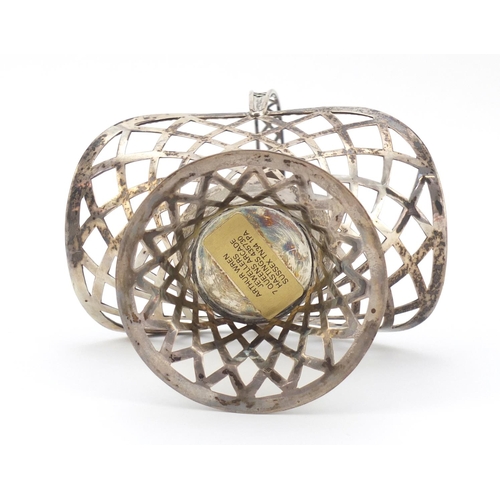 23 - Edward VII pierced silver basket by William Hutton & Sons Ltd, Sheffield 1907, 24cm high, 240.4g