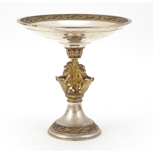 155 - Aurum silver and gilt heraldic tazza by Hector Miller, limited edition 223/250, London 1985, 15cm hi... 