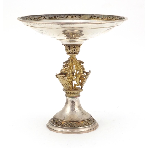 155 - Aurum silver and gilt heraldic tazza by Hector Miller, limited edition 223/250, London 1985, 15cm hi... 