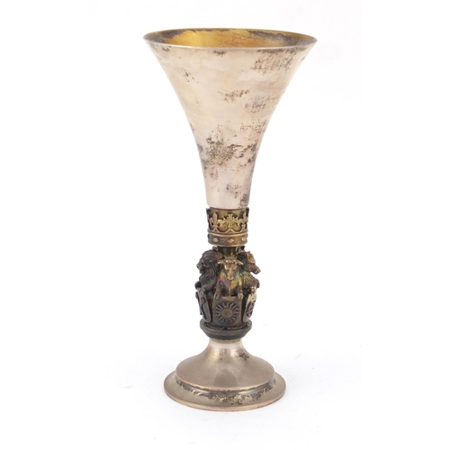 156 - Aurum silver and gilt King's College chapel goblet by Hector Miller, limited edition 32/500, 16.5cm ... 