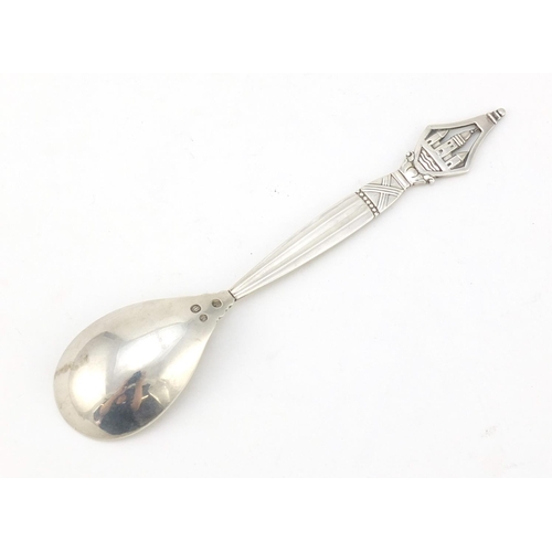 226 - Modernist Danish 830S silver spoon by Georg Jensen, Guardian stamp 1926, 16.5cm in length, 41.4g