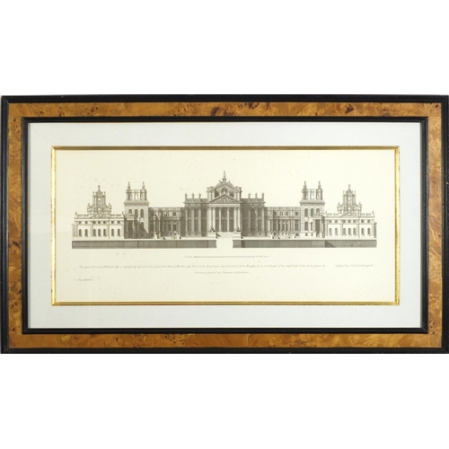 1556 - Blenheim Castle, pair of classical prints, each with Trowbridge labels verso, mounted, framed and gl... 