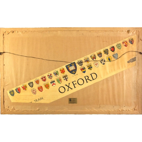 1555 - Fred Taylor - Plan of Oxford, vintage print in colour, framed and glazed, 115cm x 67.5cm