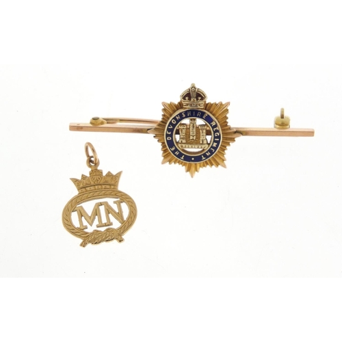 1131 - Military interest 9ct gold and enamel 