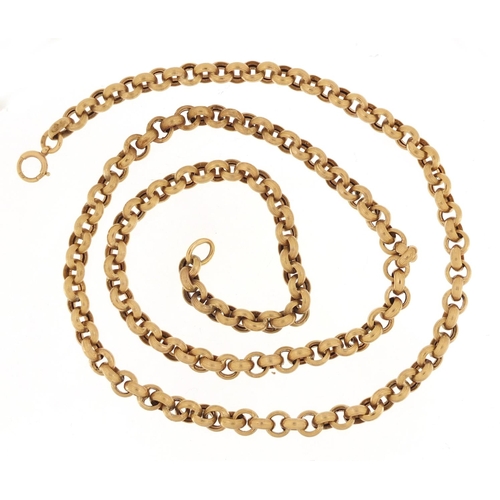 80 - 9ct gold belcher link necklace, 70cm in length, 29.7g