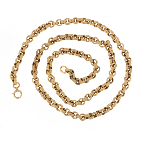 80 - 9ct gold belcher link necklace, 70cm in length, 29.7g