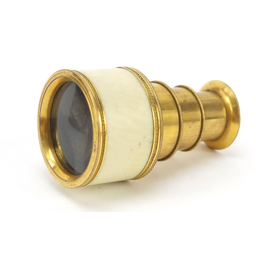 294 - Georgian gilt metal and ivory four draw monocular by Dollond of London with velvet lined leather cas... 