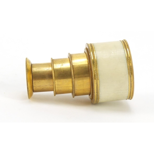 294 - Georgian gilt metal and ivory four draw monocular by Dollond of London with velvet lined leather cas... 