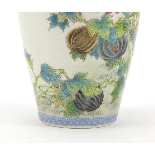 71 - Chinese porcelain vase, finely hand painted in the famille rose palette with birds, butterflies and ... 