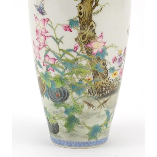 71 - Chinese porcelain vase, finely hand painted in the famille rose palette with birds, butterflies and ... 