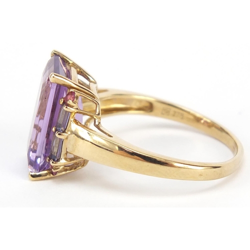 309 - 9ct gold amethyst and purple stone ring, size W, 4.5g